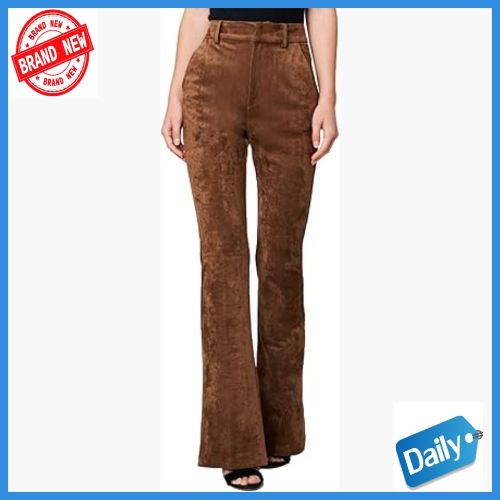 Vegan Leather Corduroy Flare Pants High Rise Wide Wale Regular Fit